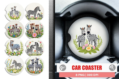 Car Coaster Zebra Embroidery Sublimation artnoy 