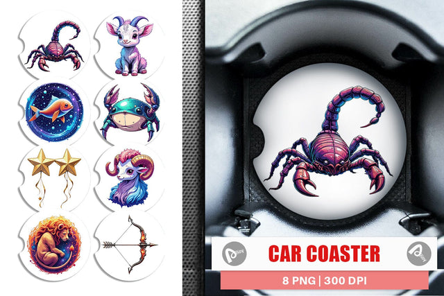 Car Coaster Zodiac Babies Sublimation artnoy 