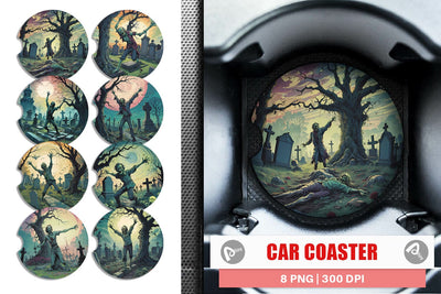 Car Coaster Zombie Halloween Sublimation artnoy 