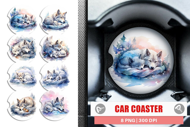 Car Cosaster Mother Day Wolf Sleeping Sublimation artnoy 