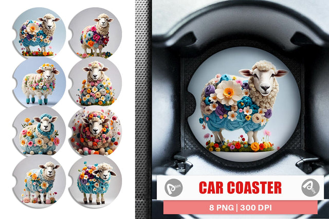 Car Cosaster Sheep Easter Embroidery Sublimation artnoy 
