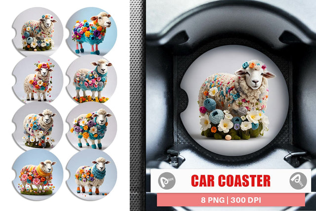 Car Cosaster Sheep Easter Embroidery Sublimation artnoy 
