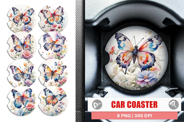 Car Cosaster Watercolor Butterfly Sublimation artnoy 