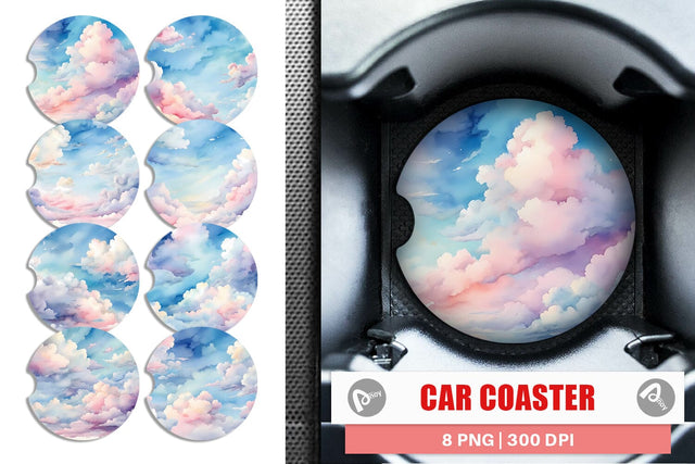 Car Cosaster Watercolor Cloudy Sky Sublimation artnoy 