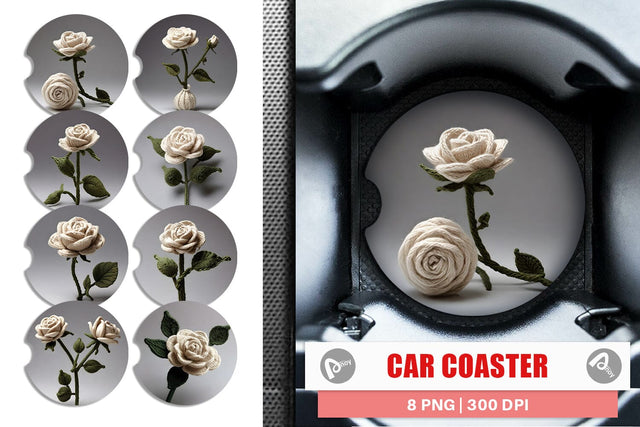 Car Cosaster White Rose Embroidery Sublimation artnoy 