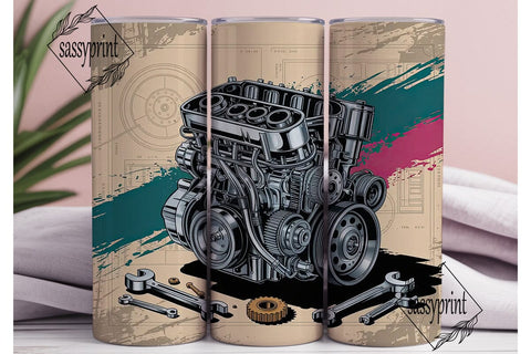 Car Engine 20oz Tumbler Wrap Sublimation sassyprint 