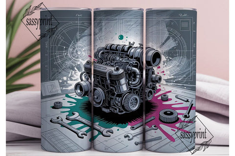 Car Engine 20oz Tumbler Wrap Sublimation sassyprint 