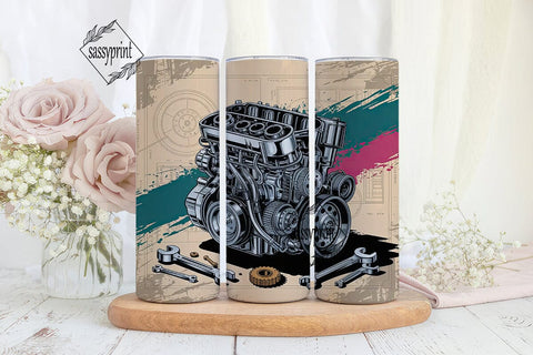 Car Engine 20oz Tumbler Wrap Sublimation sassyprint 