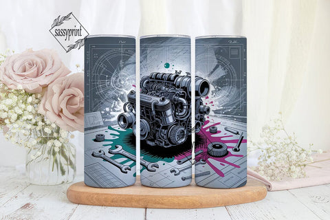 Car Engine 20oz Tumbler Wrap Sublimation sassyprint 