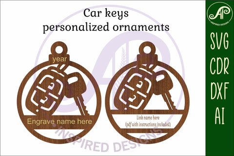 Car key theme personalized Christmas Ornament SVG SVG APInspireddesigns 