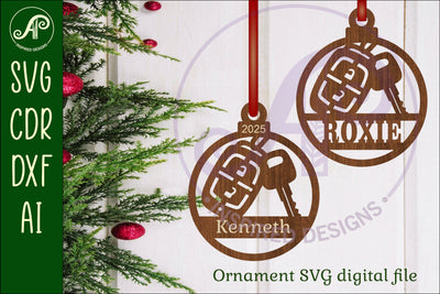 Car key theme personalized Christmas Ornament SVG SVG APInspireddesigns 