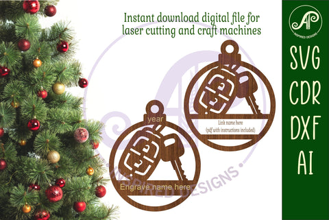 Car key theme personalized Christmas Ornament SVG SVG APInspireddesigns 