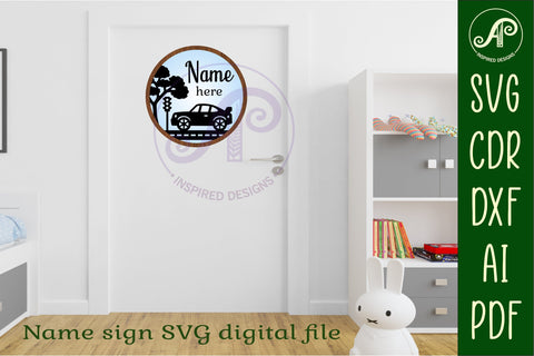 Car layered personalized name wall art sign, SVG file SVG APInspireddesigns 