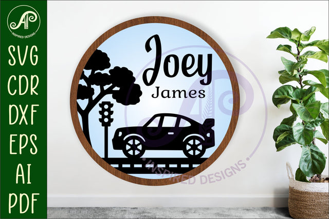 Car layered personalized name wall art sign, SVG file SVG APInspireddesigns 