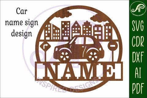 Car name sign svg laser cut template SVG APInspireddesigns 