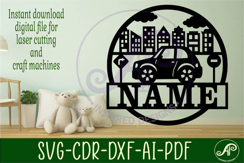 Car name sign svg laser cut template SVG APInspireddesigns 