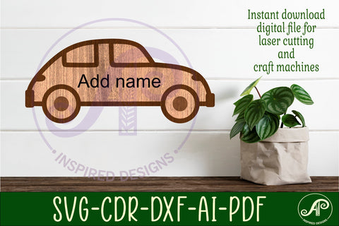 Car outline two layer name wall sign SVG APInspireddesigns 