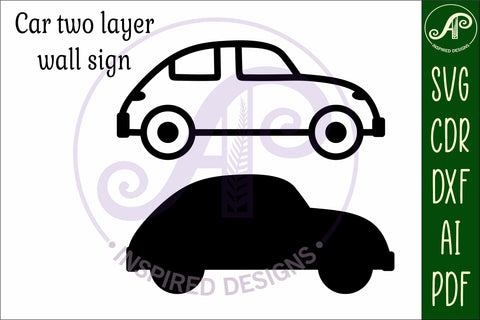 Car outline two layer name wall sign SVG APInspireddesigns 