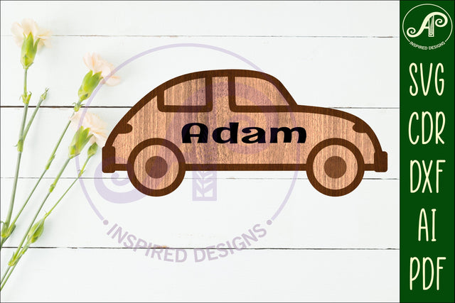 Car outline two layer name wall sign SVG APInspireddesigns 