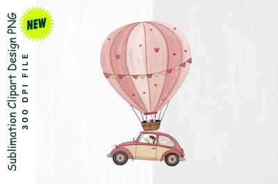 Car Shaped Romantic Hot Air Balloon Sublimation Clipart Sublimation Regulrcrative 