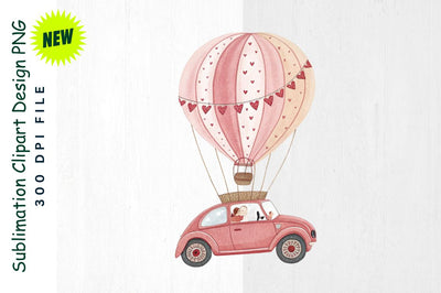 Car Shaped Romantic Hot Air Balloon Sublimation Clipart Sublimation Regulrcrative 