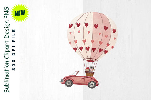 Car Shaped Romantic Hot Air Balloon Sublimation Clipart Sublimation Regulrcrative 