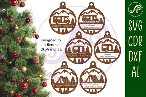 Caravan, Campervan, Tent, camper Christmas Ornament SVG SVG APInspireddesigns 