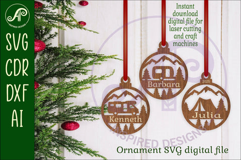 Caravan, Campervan, Tent, camper Christmas Ornament SVG SVG APInspireddesigns 