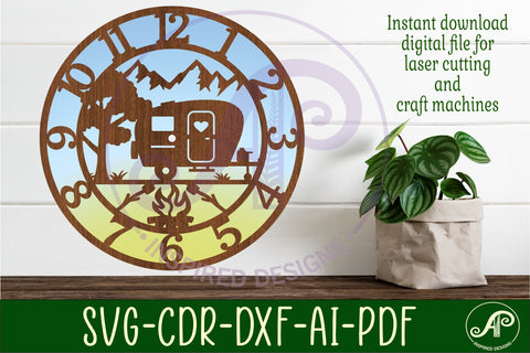 Caravan/camping wall clock laser cut files, SVG file. SVG APInspireddesigns 