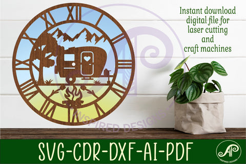 Caravan/camping wall clock laser cut files, SVG file. SVG APInspireddesigns 