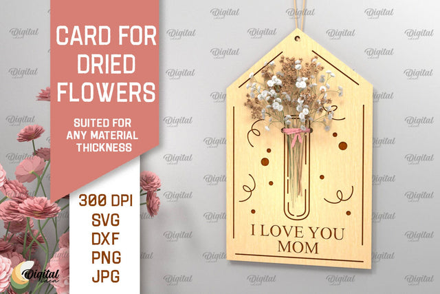 Card For Dried Flowers SVG. Greeting Card Laser Cut SVG Evgenyia Guschina 
