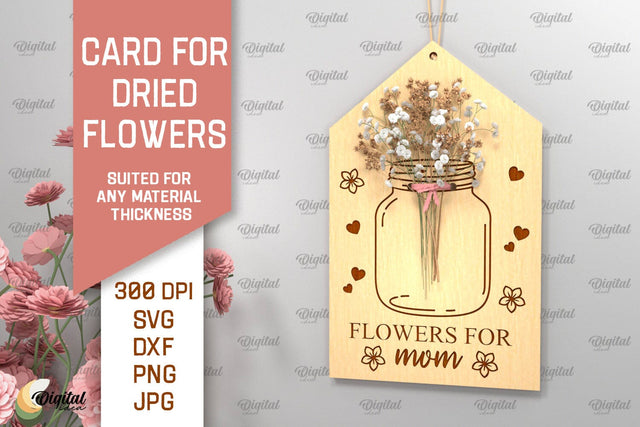 Card For Dried Flowers SVG. Greeting Card Laser Cut SVG Evgenyia Guschina 