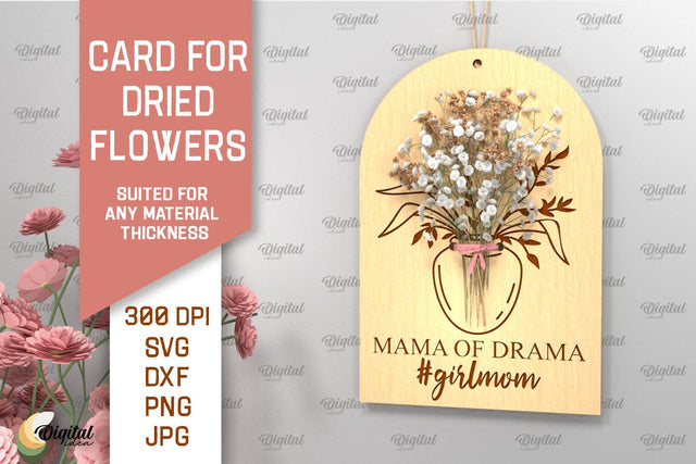 Card For Dried Flowers SVG. Greeting Card Laser Cut SVG Evgenyia Guschina 