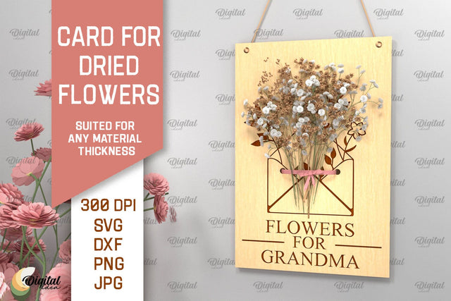 Card For Dried Flowers SVG. Greeting Card Laser Cut SVG Evgenyia Guschina 