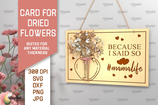 Card For Dried Flowers SVG. Greeting Card Laser Cut SVG Evgenyia Guschina 