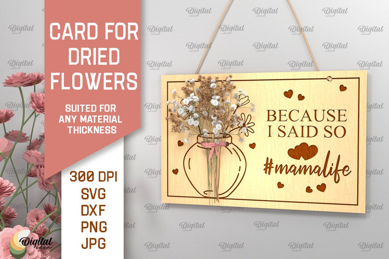 Card For Dried Flowers SVG. Greeting Card Laser Cut SVG Evgenyia Guschina 