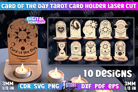 Card of the Day Tarot Card Holder Bundle | Mystical Symbols Design | Magic Sign | Candle Holder SVG The T Store Design 