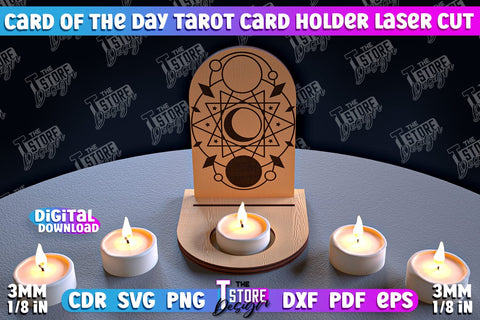 Card of the Day Tarot Card Holder Bundle | Mystical Symbols Design | Magic Sign | Candle Holder SVG The T Store Design 
