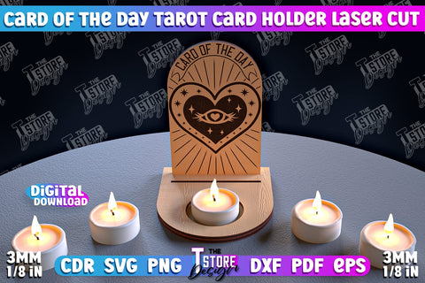 Card of the Day Tarot Card Holder Bundle | Mystical Symbols Design | Magic Sign | Candle Holder SVG The T Store Design 