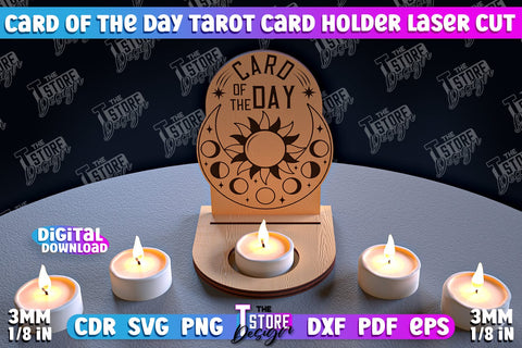 Card of the Day Tarot Card Holder Bundle | Mystical Symbols Design | Magic Sign | Candle Holder SVG The T Store Design 