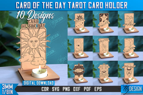 Card of the Day Tarot Card Holder Bundle | Mystical Symbols Design | Magic Sign | CNC File SVG Fly Design 