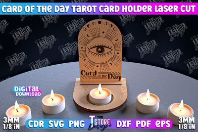 Card of the Day Tarot Card Holder | Mystical Symbols Design | Magic Sign | Candle Holder SVG The T Store Design 