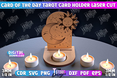 Card of the Day Tarot Card Holder | Mystical Symbols Design | Magic Sign | Candle Holder SVG The T Store Design 