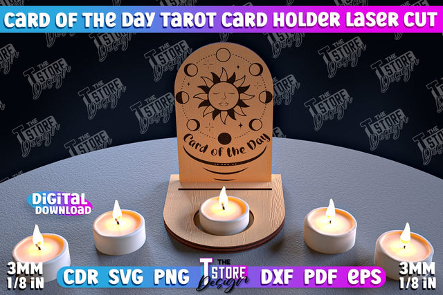 Card of the Day Tarot Card Holder | Mystical Symbols Design | Magic Sign | Candle Holder SVG The T Store Design 