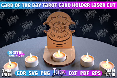 Card of the Day Tarot Card Holder | Mystical Symbols Design | Magic Sign | Candle Holder SVG The T Store Design 