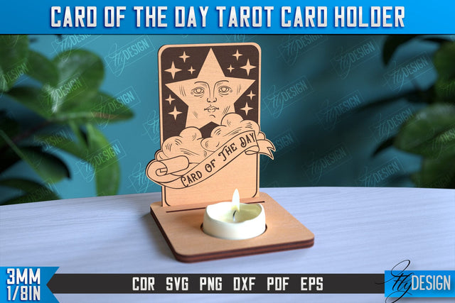 Card of the Day Tarot Card Holder | Mystical Symbols Design | Magic Sign | CNC File SVG Fly Design 
