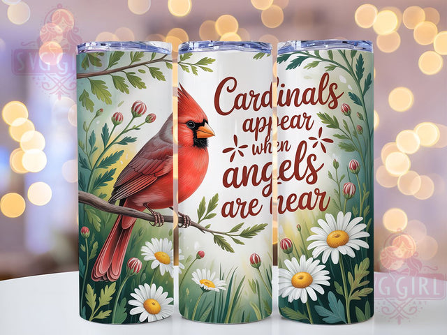Cardinal Angels Near 20oz Tumbler, Angels Are Near Design, Spiritual Bird Sublimation, Faith Based Cardinal PNG, Inspirational Tumbler Wrap, 20oz Cardinal Sublimation, Religious Cardinal Design Sublimation SvggirlplusArt 