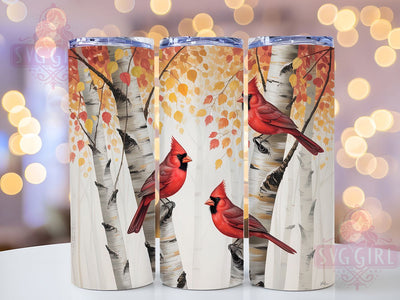 Cardinal Birch Tree Tumbler, Birch Trees, Nature Theme, Elegant Design, Rustic Style, 20Oz Tumbler, Sublimation Wrap Sublimation SvggirlplusArt 