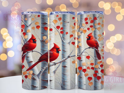 Cardinal Birch Tree Tumbler, Birch Trees, Nature Theme, Elegant Design, Rustic Style, 20Oz Tumbler, Sublimation Wrap Sublimation SvggirlplusArt 