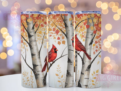 Cardinal Birch Tree Tumbler, Birch Trees, Nature Theme, Elegant Design, Rustic Style, 20Oz Tumbler, Sublimation Wrap Sublimation SvggirlplusArt 